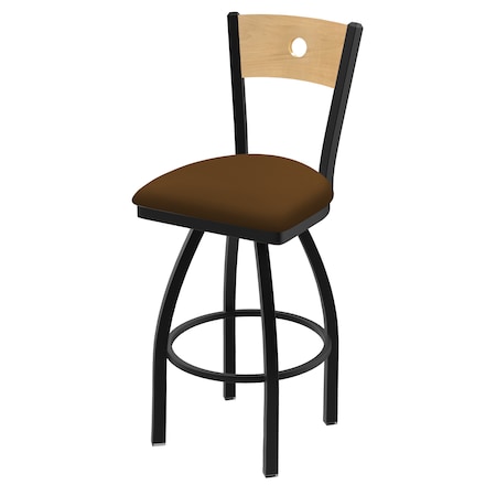 Holland Bar Stool Co 25" Swivel Counter Stool, Black Wrinkle, Nat Back, Canter Thatch Seat 83025BWNatMplB001